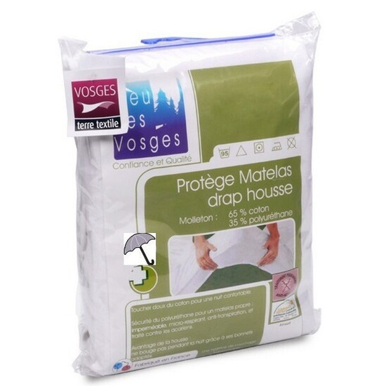 Protge matelas en molleton coton impermabilis, forme drap-housse avec bonnet 40 cm - ARNAUD